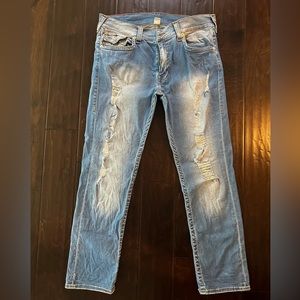 True Religion distressed Blue Jeans size 36/32 (skinny)